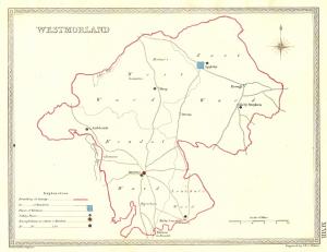 Westmorland parliamentary boundaries antique map published 1835
