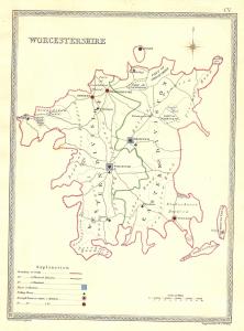 Worcestershire Parliamentary boundaries antique map published 1835