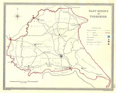 Yorkshire East Riding antique map 1835