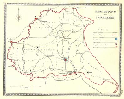 Yorkshire East Riding antique map