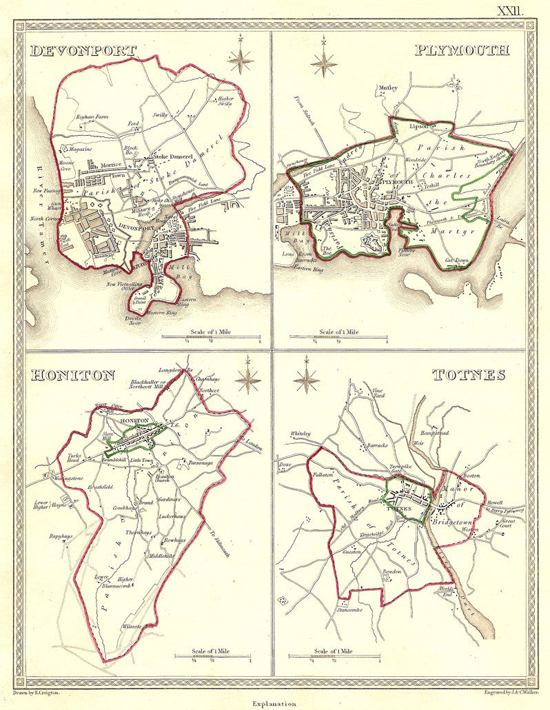 Devon Devonport Plymouth Honiton Totnes 1835