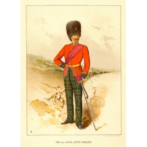 Royal Scots Fusiliers British Army antique print 1890