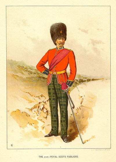 Royal Scots Fusiliers British Army antique print 1890