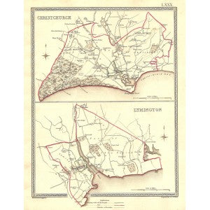 Hampshire Christchurch Lymington parliamentary boundaries antique maps