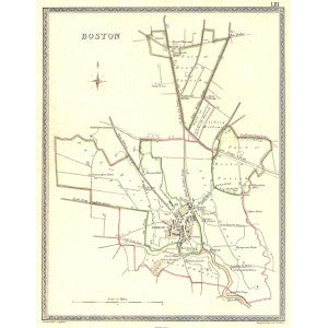 Boston Lincolnshire parliamentary boundaries antique map 1835