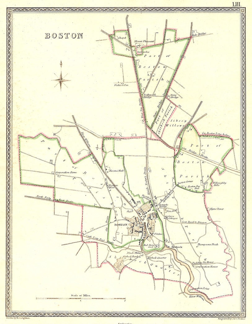 Boston Lincolnshire antique map