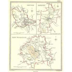 Oxford Banbury New Woodstock parliamentary boundary antique maps 1835