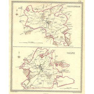 Chippenham Calne Wiltshire antique map