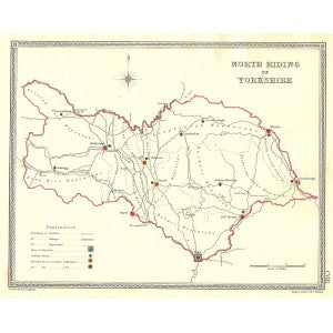 North Riding Yorkshire parliamentary boundaries antique map 1835