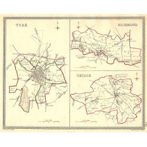 York Richmond Thirsk Yorkshire antique map