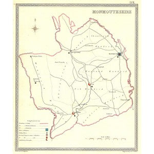 Monmouthshire parliamentary boundaries antique map published 1835