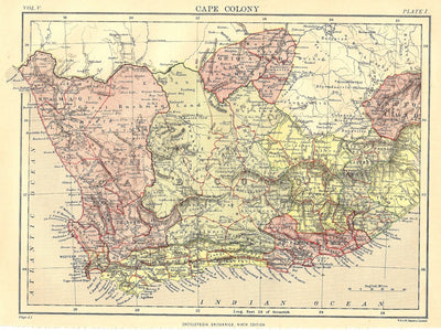 Cape Colony antique map Encyclopaedia Britannica 1889