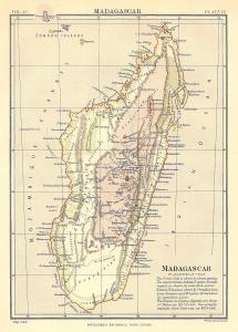 Madagascar antique map from Encyclopaedia Britannica c.1889