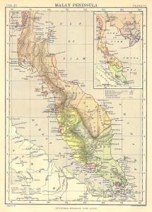 Malay Peninsula antique map 1889