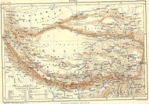 Tibet antique map Encyclopedia Britannica 1889