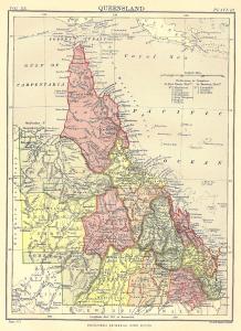 Queensland Australia antique map Encyclopaedia Britannica 1889