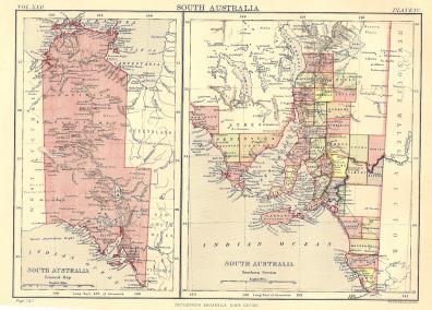 South Australia antique map from Encyclopaedia Britannica c1889