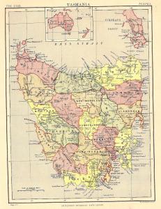 Tasmania antique map from Encyclopaedia Britannica published c.1889