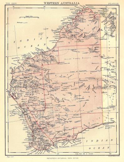 Western Australia antique map 1889
