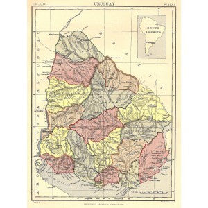 Uruguay antique map from Encyclopaedia Britannica c.1889