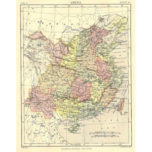 China antique map from Encyclopaedia Britannica c.1889