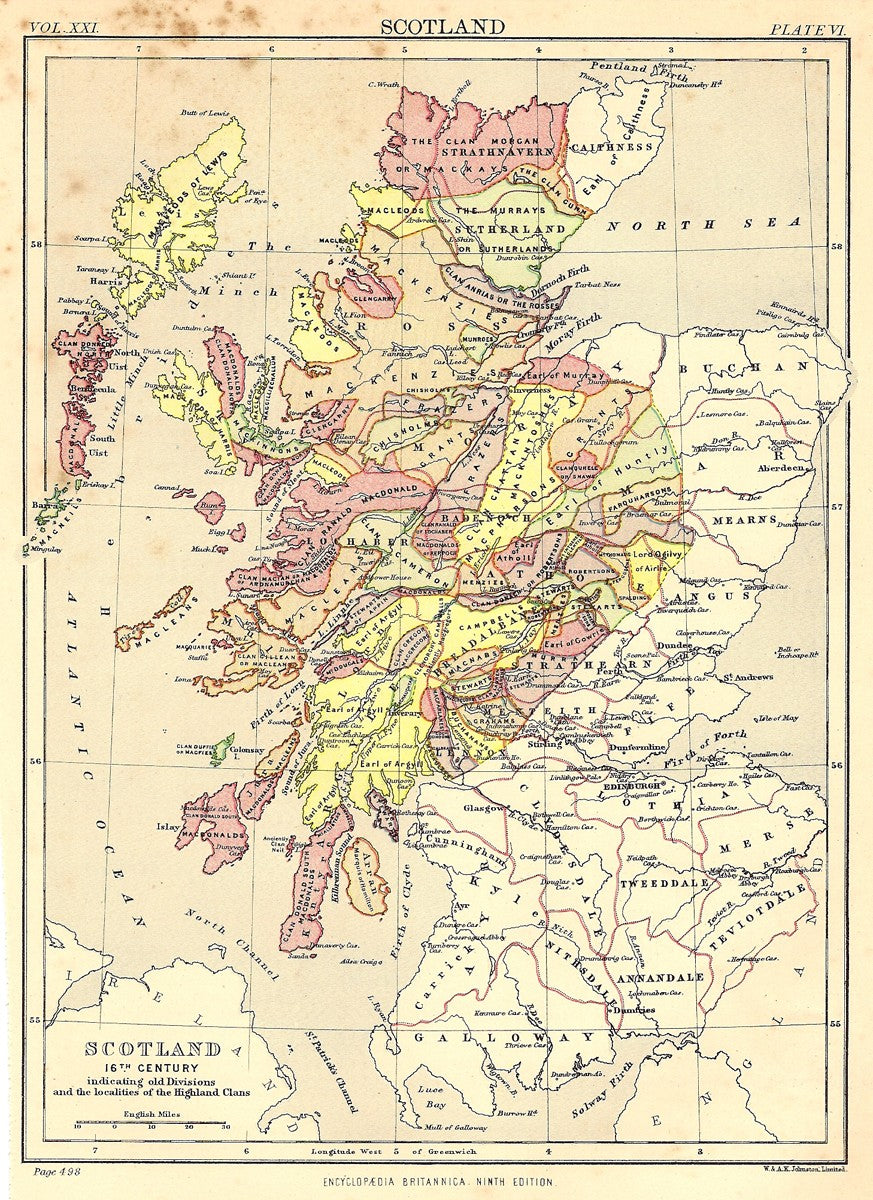 Scotland antique map 1889