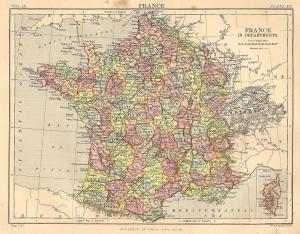 France antique map from Encyclopedia Britannica 1889