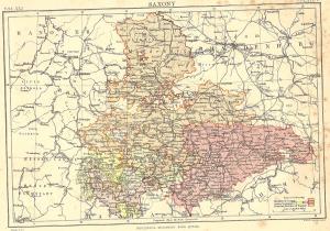 Saxony Germany antique map from Encyclopaedia Britannica 1889