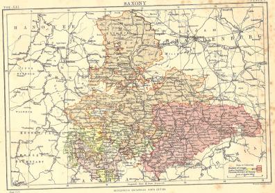 Saxony Germany antique map from Encyclopaedia Britannica 1889