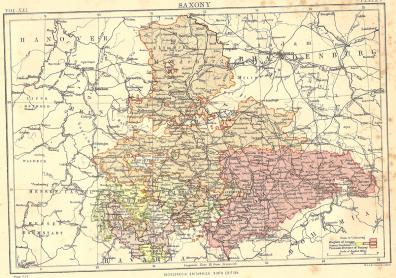 Saxony Germany antique map from Encyclopaedia Britannica c.1889