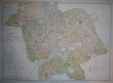 Rome Italy antique map 1889