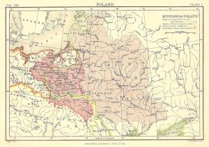 Poland Kingdom antique map 1889