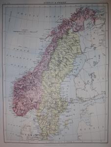 Norway Sweden antique map