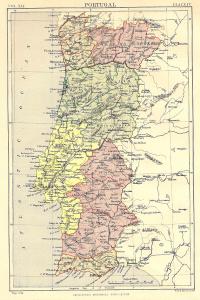 Portugal antique map from Encyclopaedia Britannica 1889