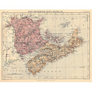New Brunswick Nova Scotia antique map from Encyclopaedia Britannica 1889
