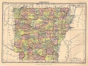 Arkansas antique map from Encyclopaedia Britannica 1889