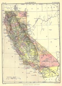 California antique map Encyclopaedia Britannica published 1889