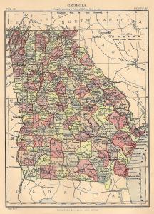 Georgia USA antique map  from Encyclopaedia Britannica published 1889