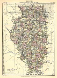 Illinois antique map from Encyclopedia Britannica 1889