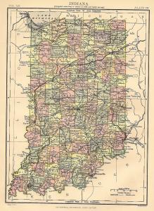 Indiana antique map from Encyclopaedia Britannica 1889