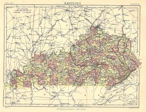 Kentucky antique map from Encyclopaedia Britannica published 1889