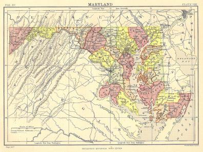 Maryland antique map Encyclopaedia Britannica published c.1889