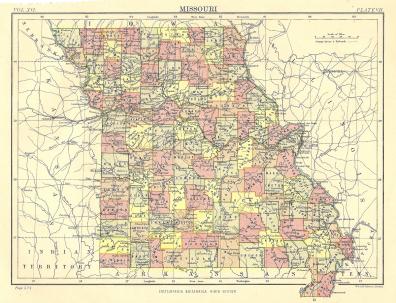 Missouri United States antique map from Encyclopaedia Britannica 1889