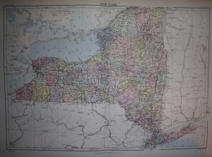 New York State antique map from Encyclopaedia Britannica c1889