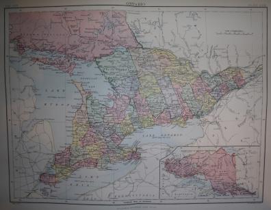 Ontario Canada antique map from Encyclopaedia Britannica c.1889
