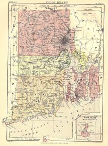 Rhode Island antique map from Encyclopaedia Britannica 1889