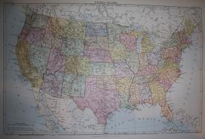 United States of America antique map 1889