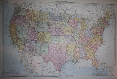 United States of America antique map 1889