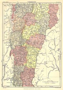 Vermont United States antique map Encyclopaedia Britannica 1889
