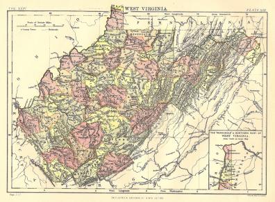 West Virginia antique map from Encyclopaedia Britannica c.1889